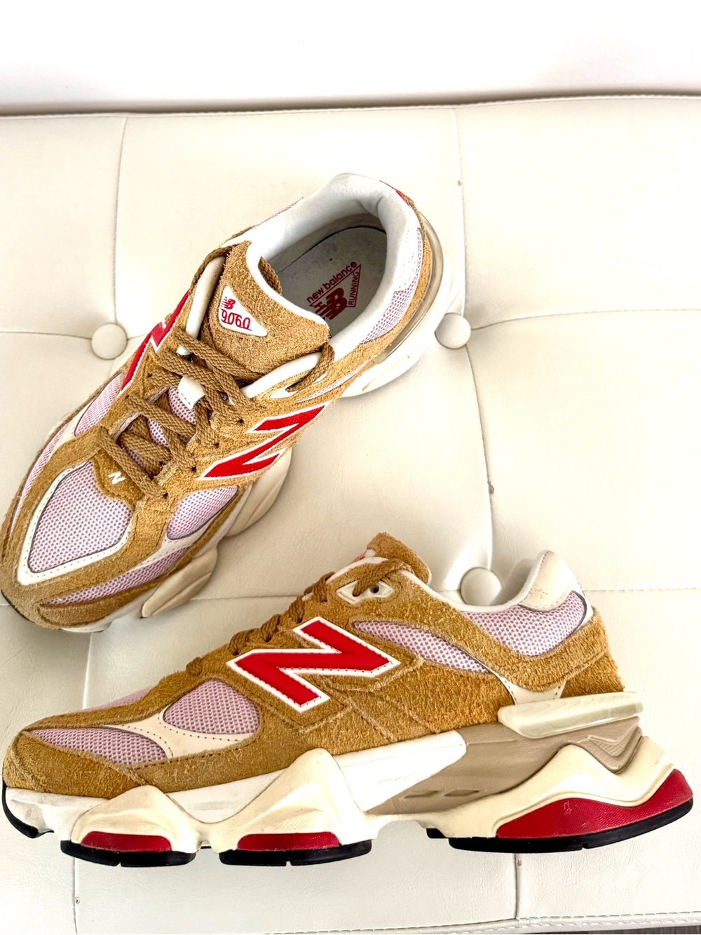New Balance 9060 Women’s Retro Runner Sneakers - Great Plains/True Red